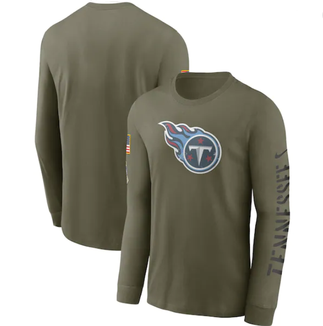 Men's Tennessee Titans Olive 2022 Salute to Service Long Sleeve T-Shirt